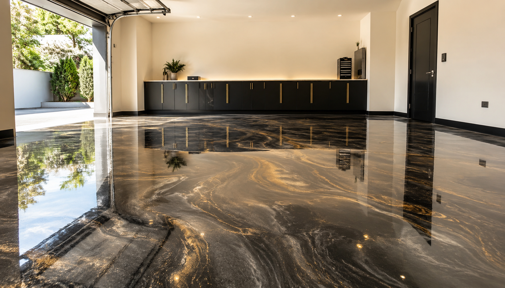 Premium metallic epoxy garage floor by Epoxy Lads